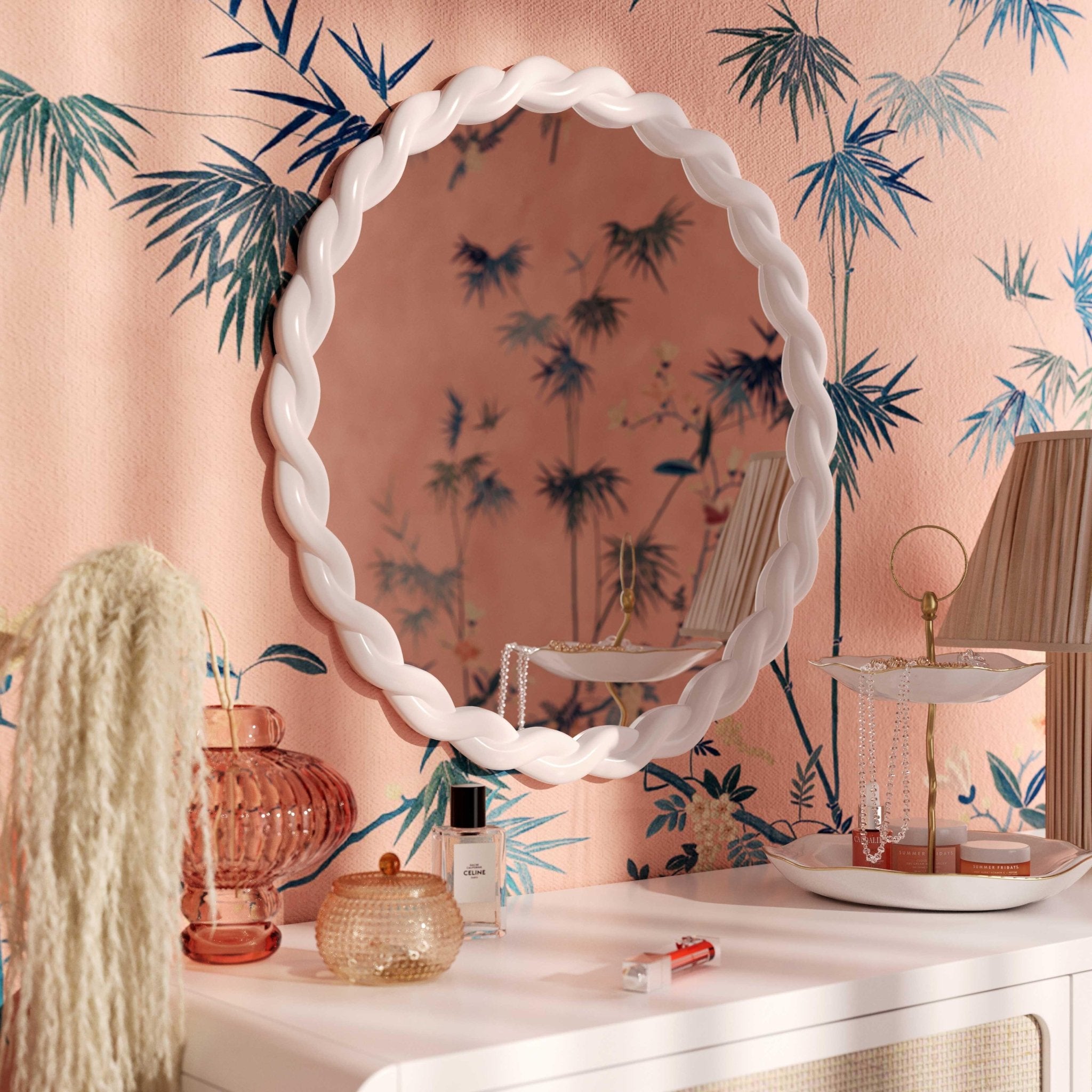 Agnes Cream Round Mirror Mirrors| TOV