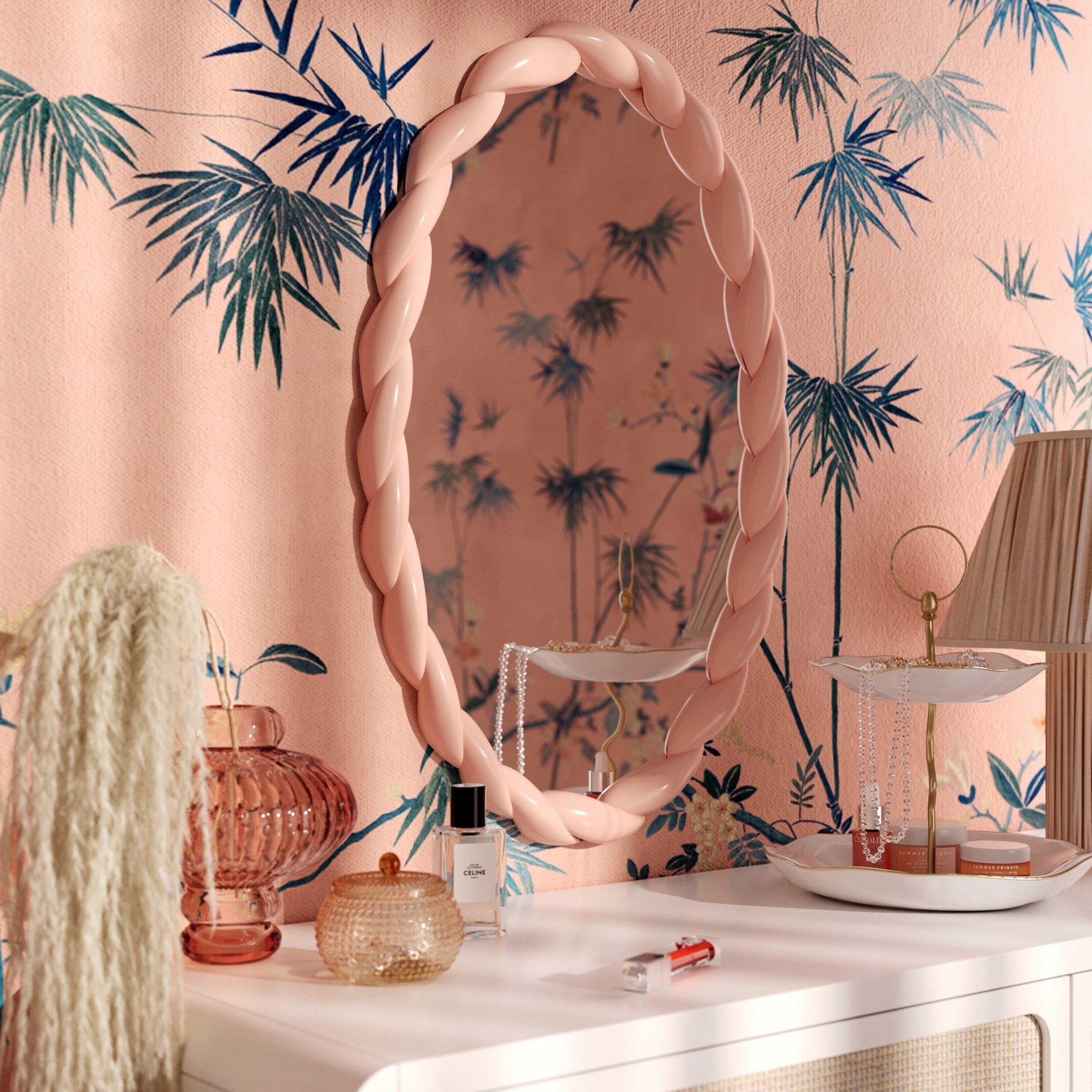 Agnes Mauve Oval Mirror Mirrors| TOV