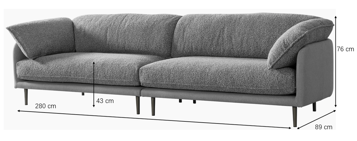 Ahad Grey Boucle 4 Seater Sofa XL Sofas| Roots Furniture