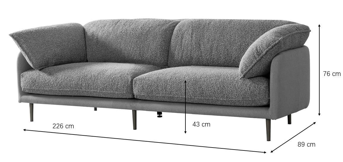 Ahad Grey Boucle Sofa Sofas & Loveseats| Roots Furniture
