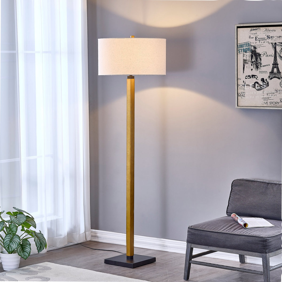72'H Nebula Brass Metal Floor Lamp Floor lamps| Crestview