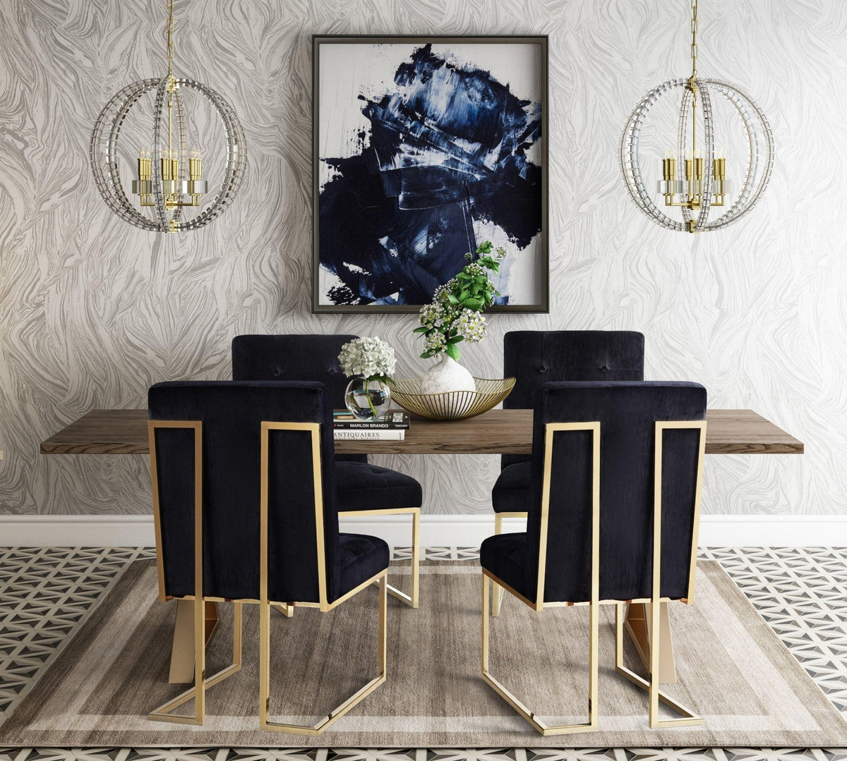 AKIKO BLACK VELVET CHAIR Dining Chairs| TOV