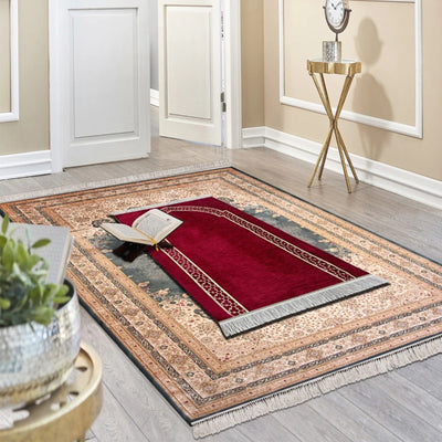 Al - Huda Memory Foam Prayer Mat – 2.5 cm Thick | Soft Velvet Fabric | Joint & Knee Support | Foldable Design - Al Rugaib Furniture