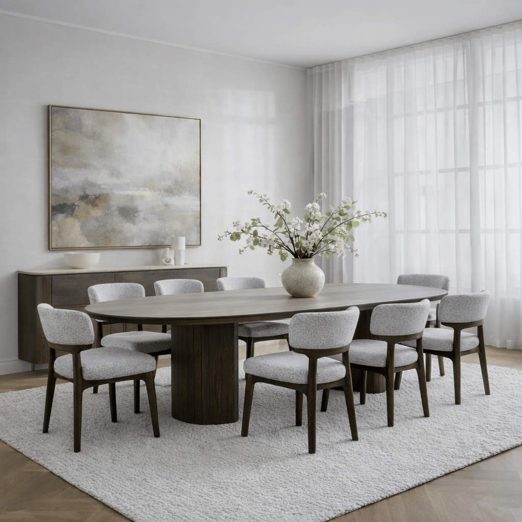 Alabaster package Dining table+8chairs Dining Tables| Roots Furniture