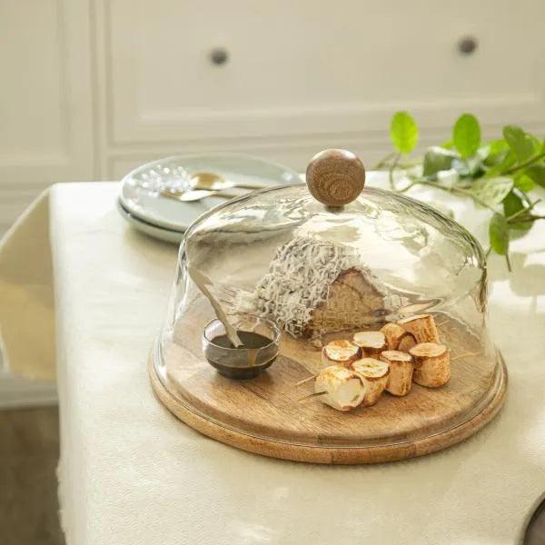 Alami Glass Cloche W/ Wooden Stand & Knob Tray| Roots Furniture