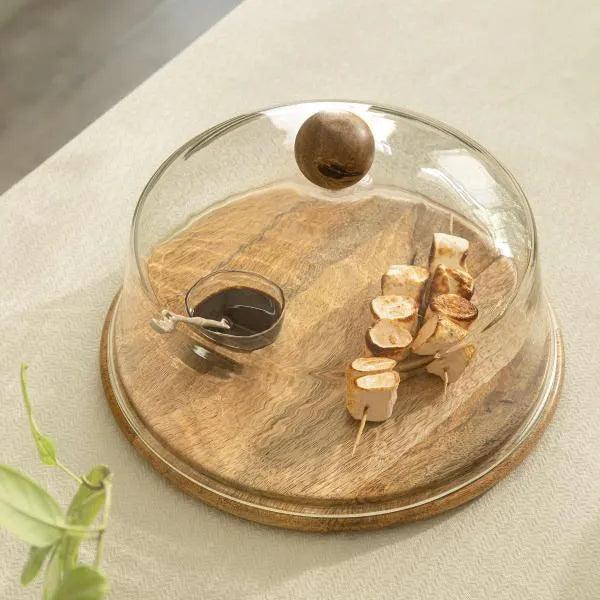 Alami Glass Cloche W/ Wooden Stand & Knob Tray| Roots Furniture