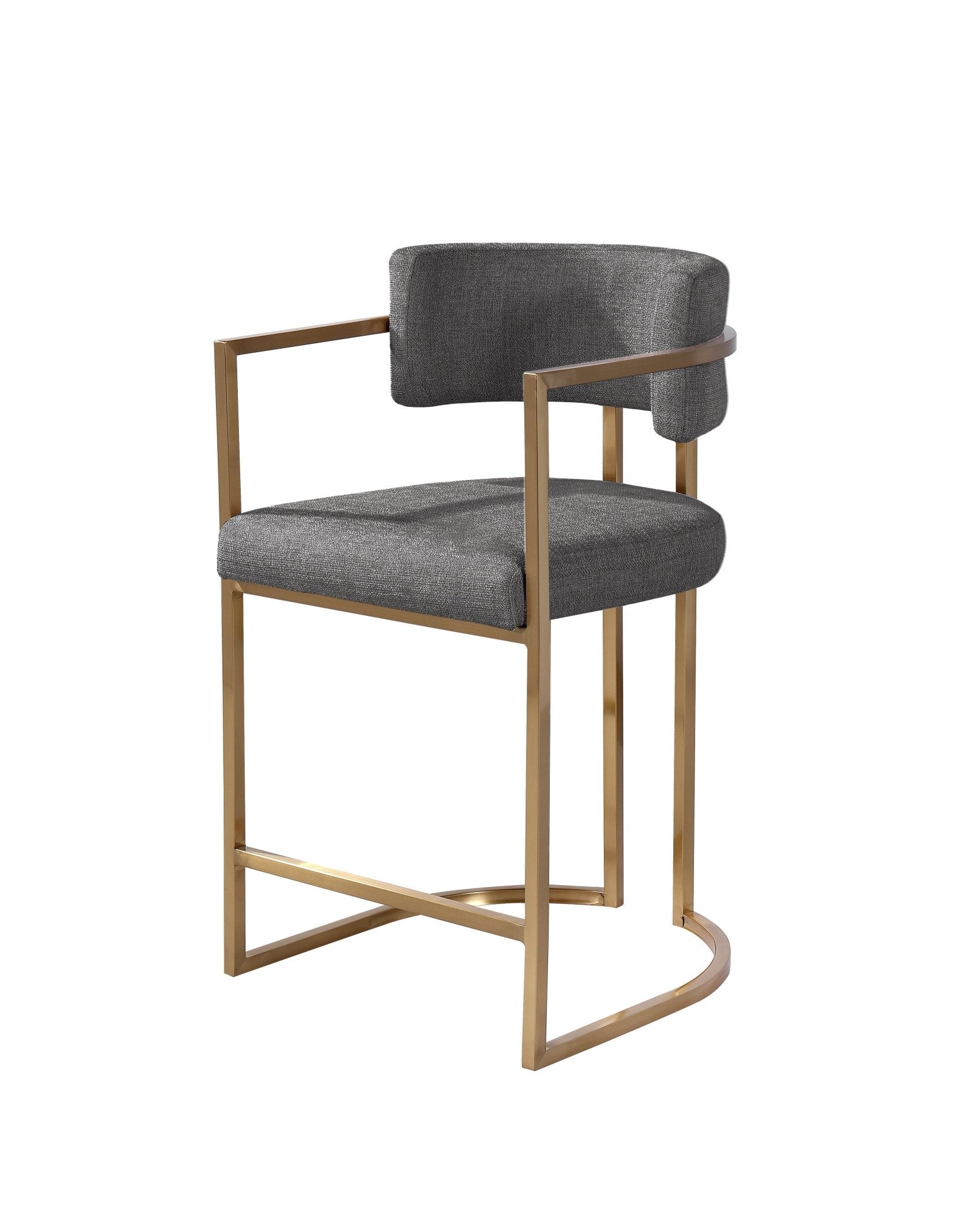 Alexa BC-603 Chair — Dark Grey — Linen (708-31) — Gold Legs Dining Chairs| Al Rugaib Furniture