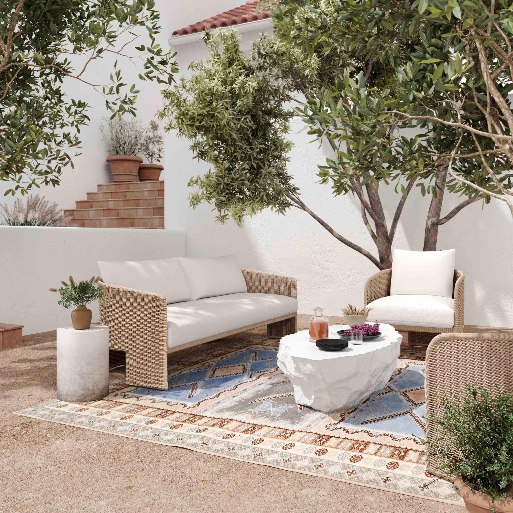 Alexa Cream Performance Fabric Outdoor Armchair Chairs| TOV