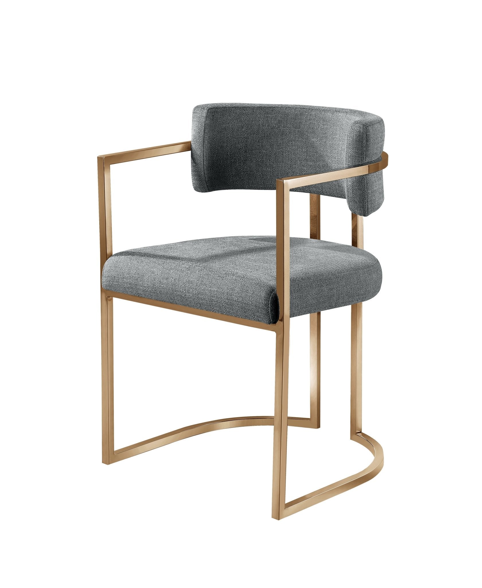 Alexa DC-603 Chair — Blue — Linen (708-29) — Gold Legs Dining Chairs| Al Rugaib Furniture