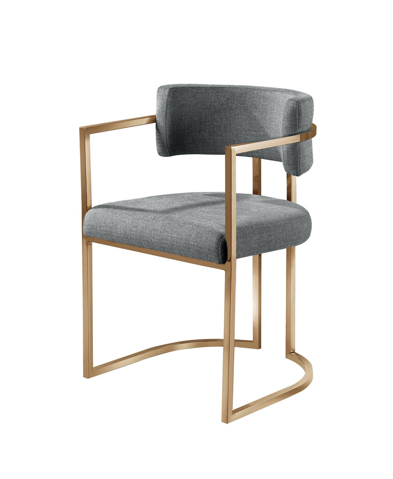 Alexa DC-603 Chair — Blue — Linen (708-29) — Gold Legs