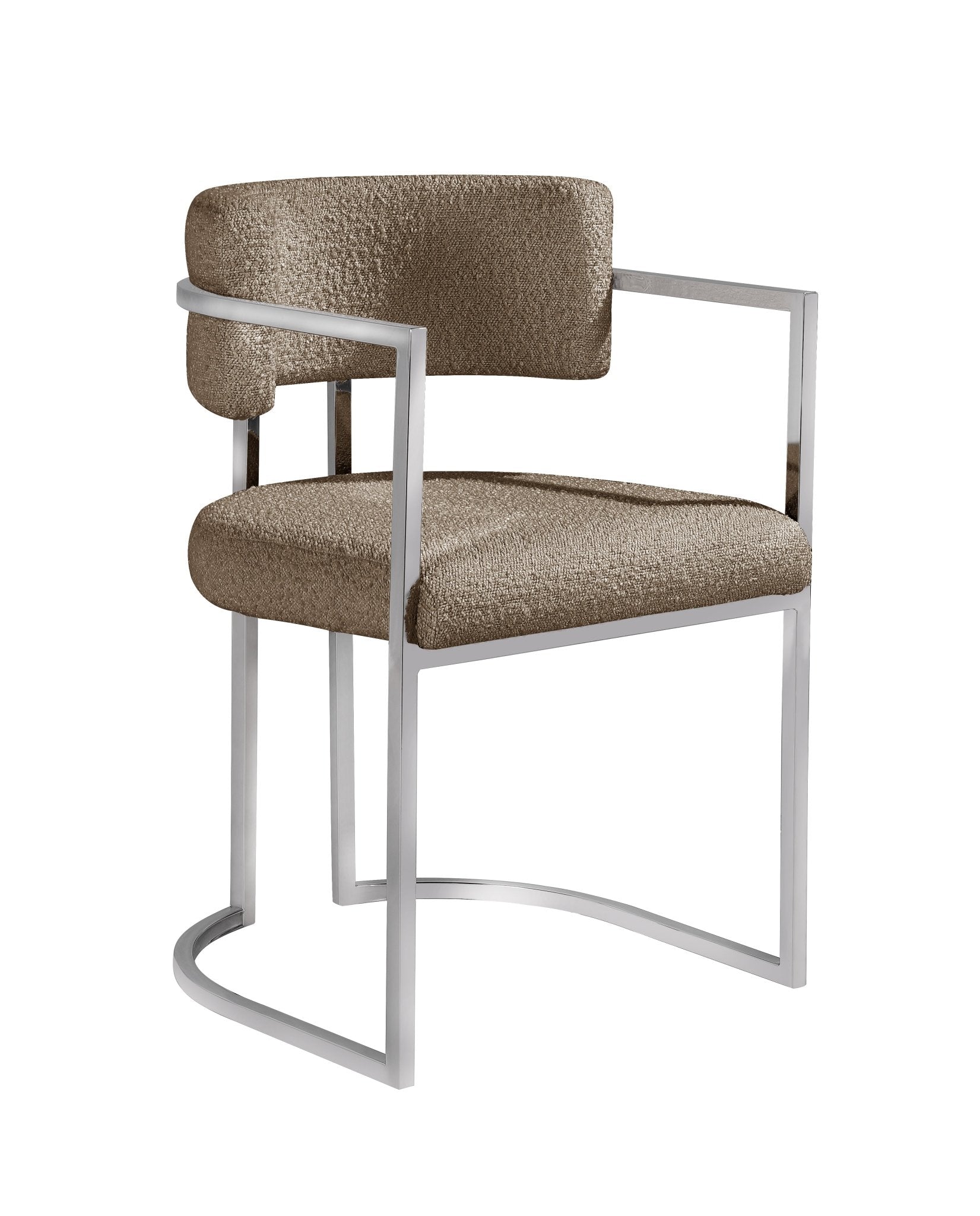 Alexa DC-603 Chair — Brown — Boucle — Silver Legs Dining Chairs| Al Rugaib Furniture