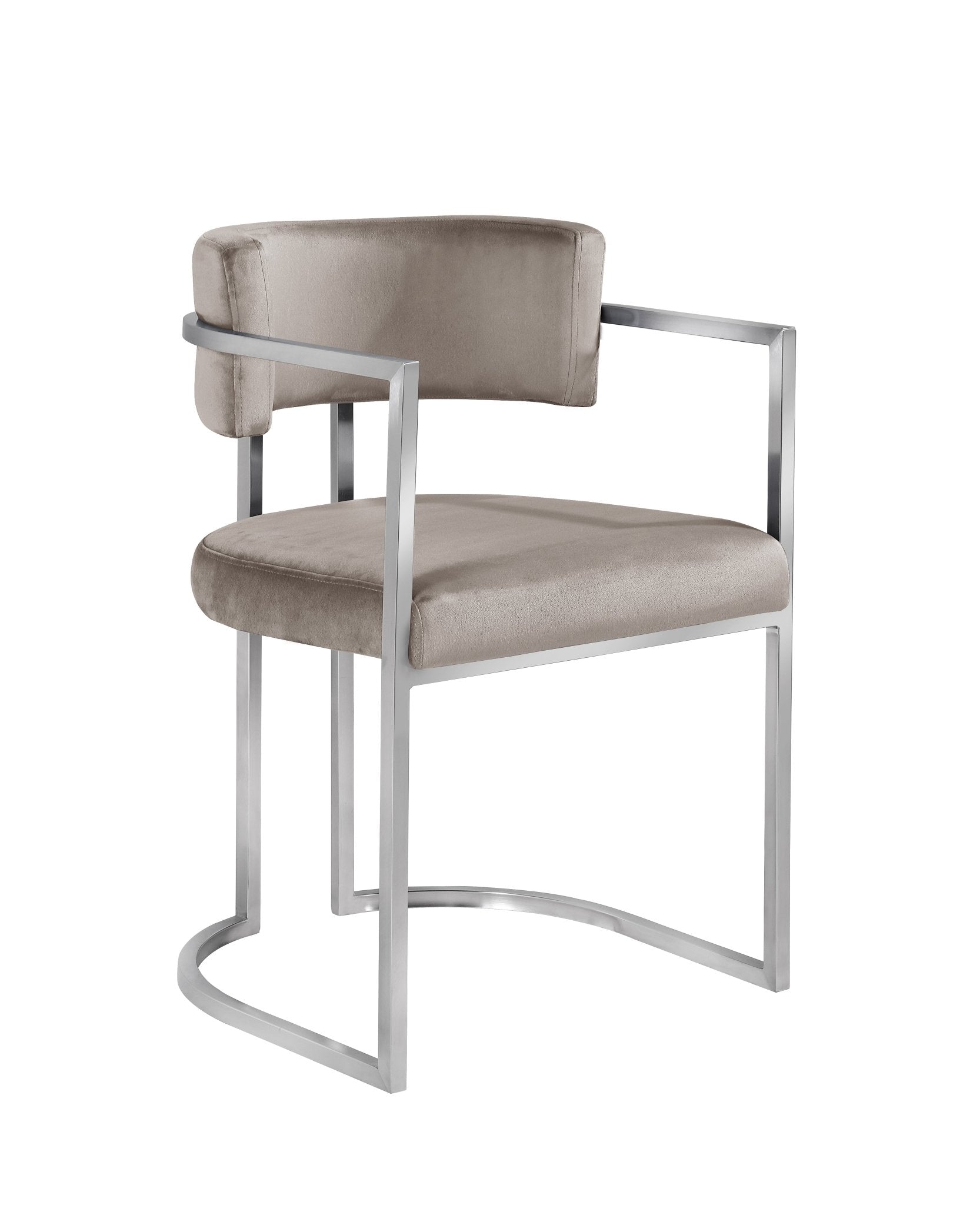 Alexa DC-603 Chair — Dark Beige — Velvet — Silver Legs Dining Chairs| Al Rugaib Furniture