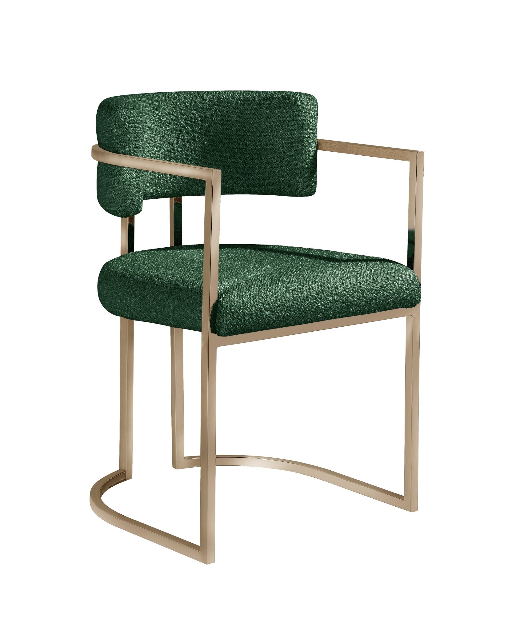 Alexa DC-603 Chair — Green — Boucle (8148-15) — Gold Legs Dining Chairs| Al Rugaib Furniture