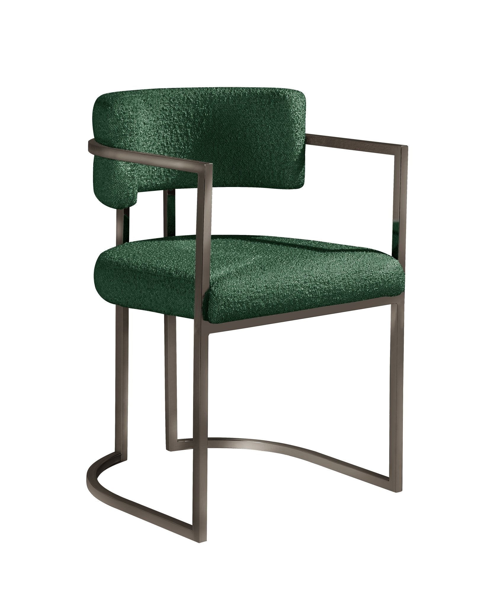 Alexa DC-603 Chair — Green — Boucle — Bronze Legs Dining Chairs| Al Rugaib Furniture