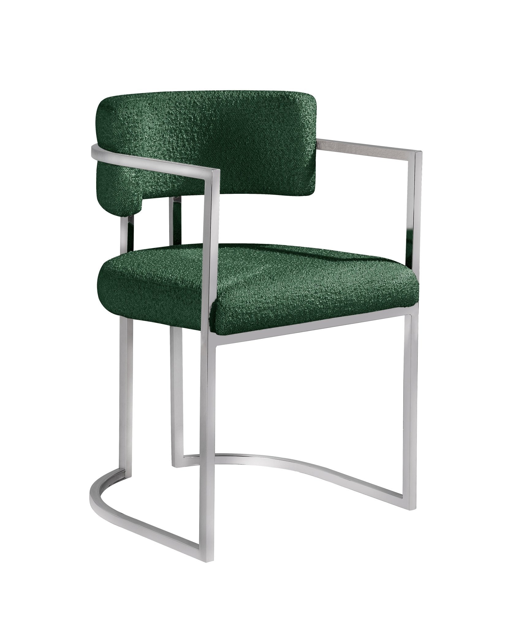 Alexa DC-603 Chair — Green — Boucle — Silver Legs Dining Chairs| Al Rugaib Furniture