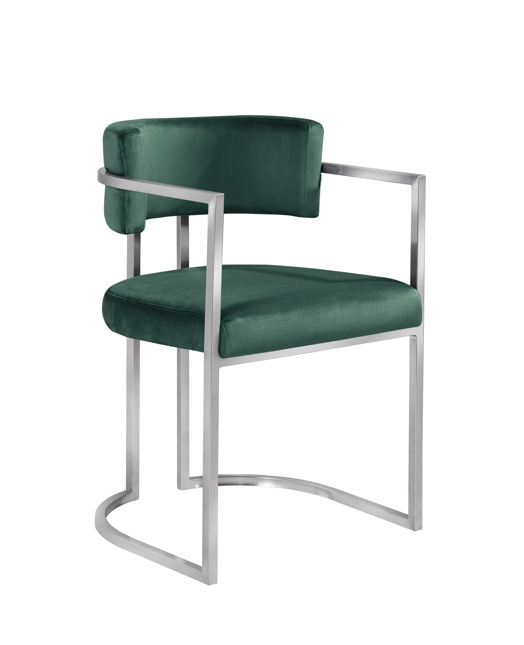 Alexa DC-603 Chair — Green — Velvet — Silver Legs Dining Chairs| Al Rugaib Furniture