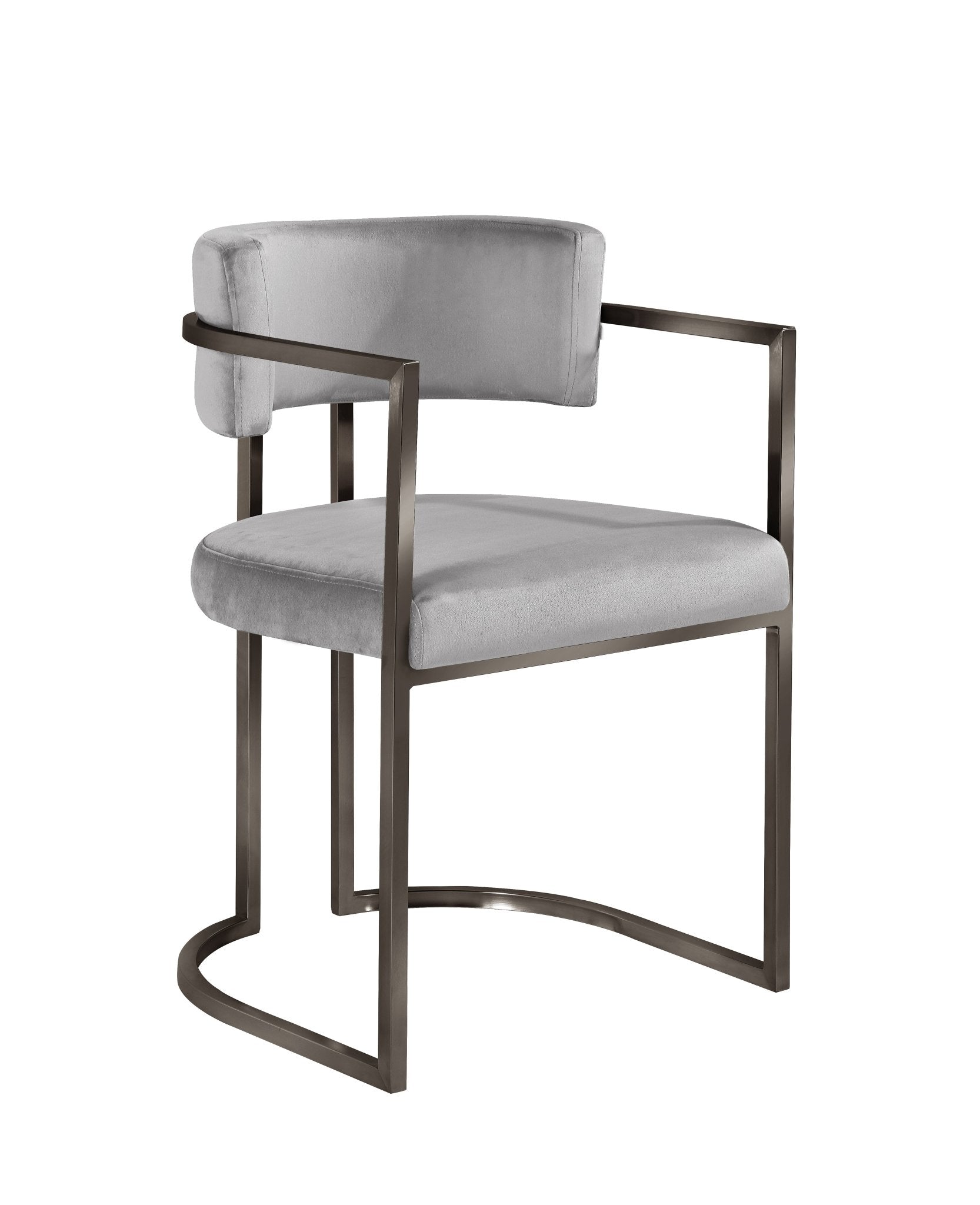 Alexa DC-603 Chair — Grey — Velvet — Bronze Legs Dining Chairs| Al Rugaib Furniture