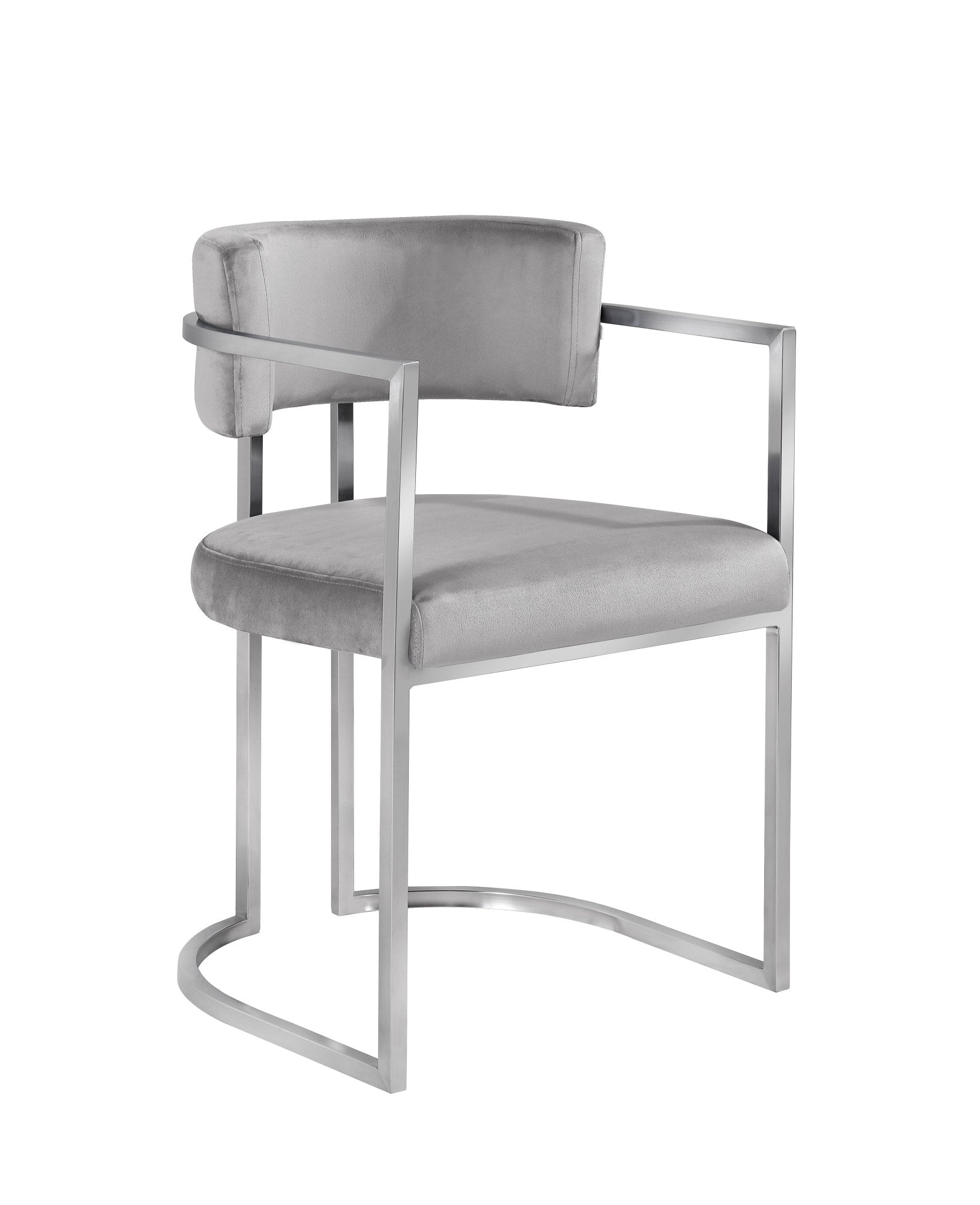 Alexa DC-603 Chair — Grey — Velvet — Silver Legs Dining Chairs| Al Rugaib Furniture