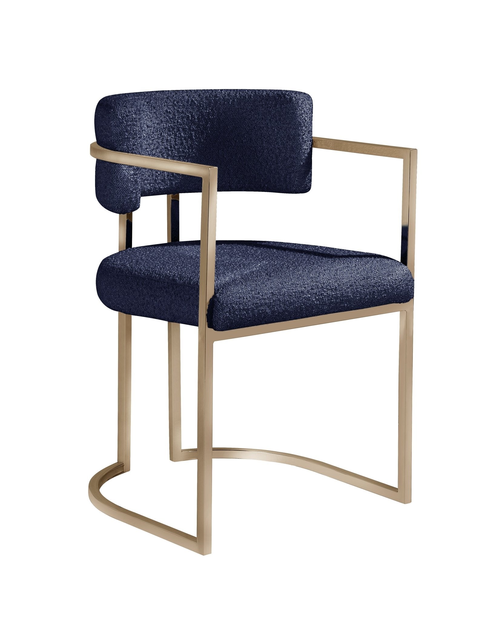 Alexa DC-603 Chair — Navy — Boucle (8148-16) — Gold Legs Dining Chairs| Al Rugaib Furniture