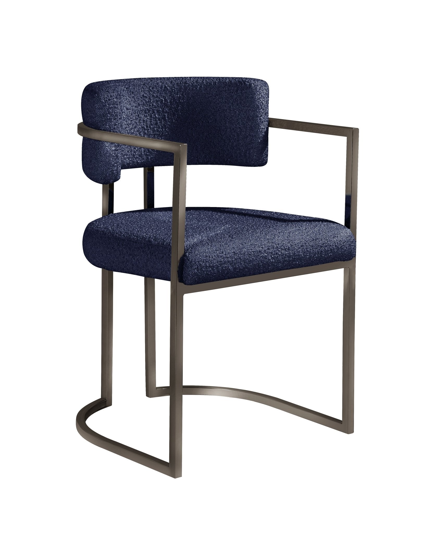Alexa DC-603 Chair — Navy — Boucle — Bronze Legs Dining Chairs| Al Rugaib Furniture