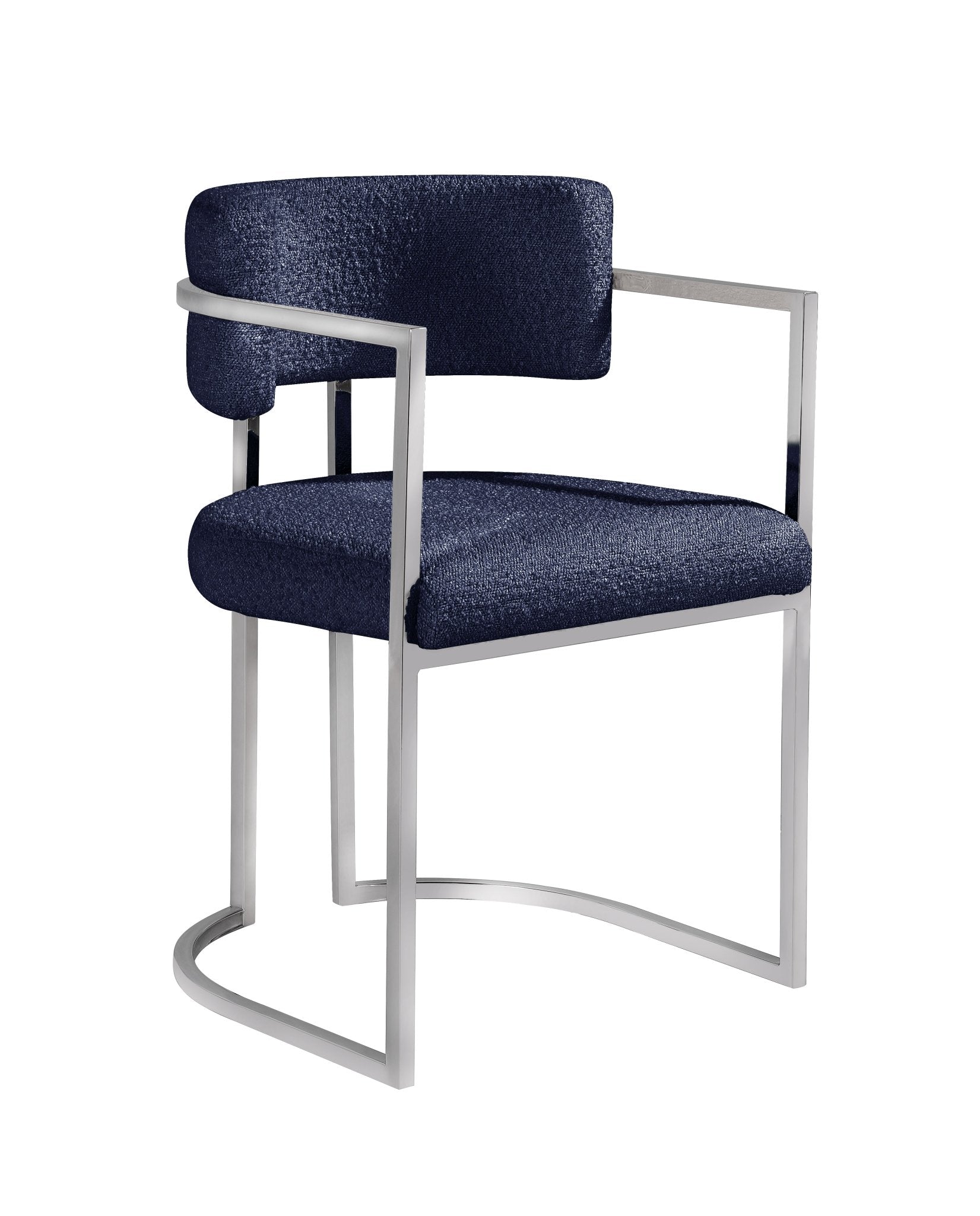 Alexa DC-603 Chair — Navy — Boucle — Silver Legs Dining Chairs| Al Rugaib Furniture