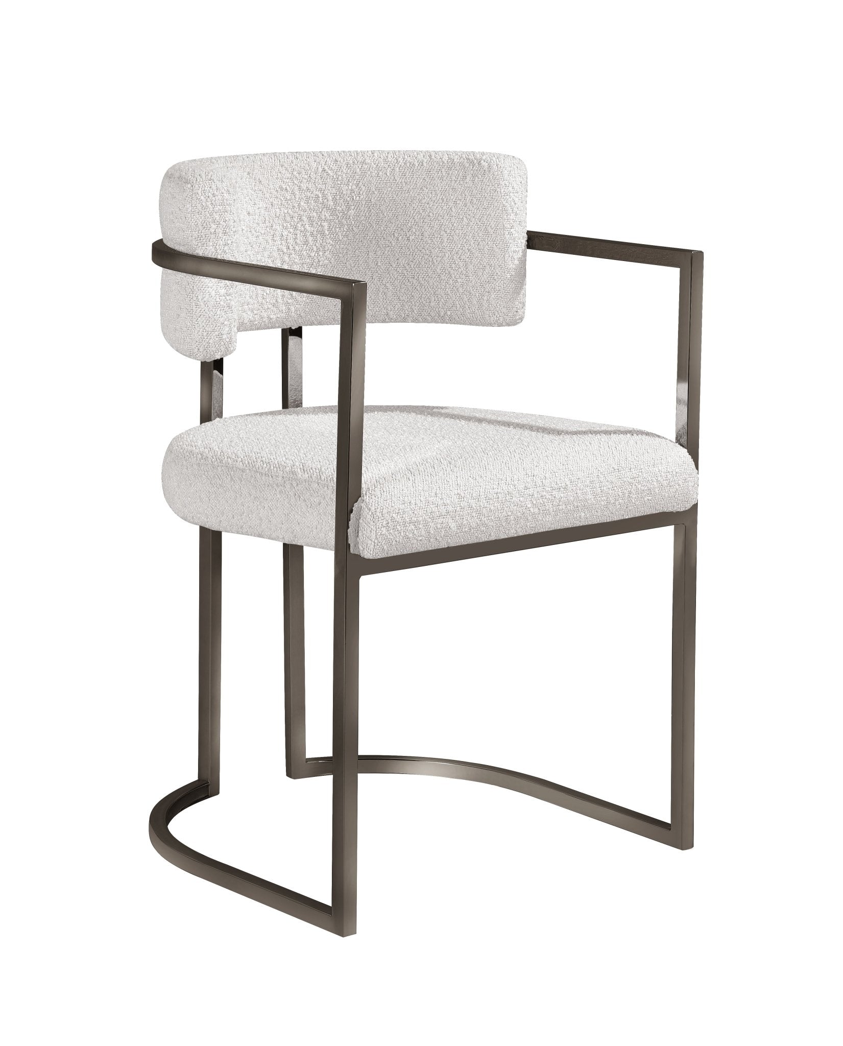 Alexa DC-603 Chair — White — Boucle — Bronze Legs Dining Chairs| Al Rugaib Furniture