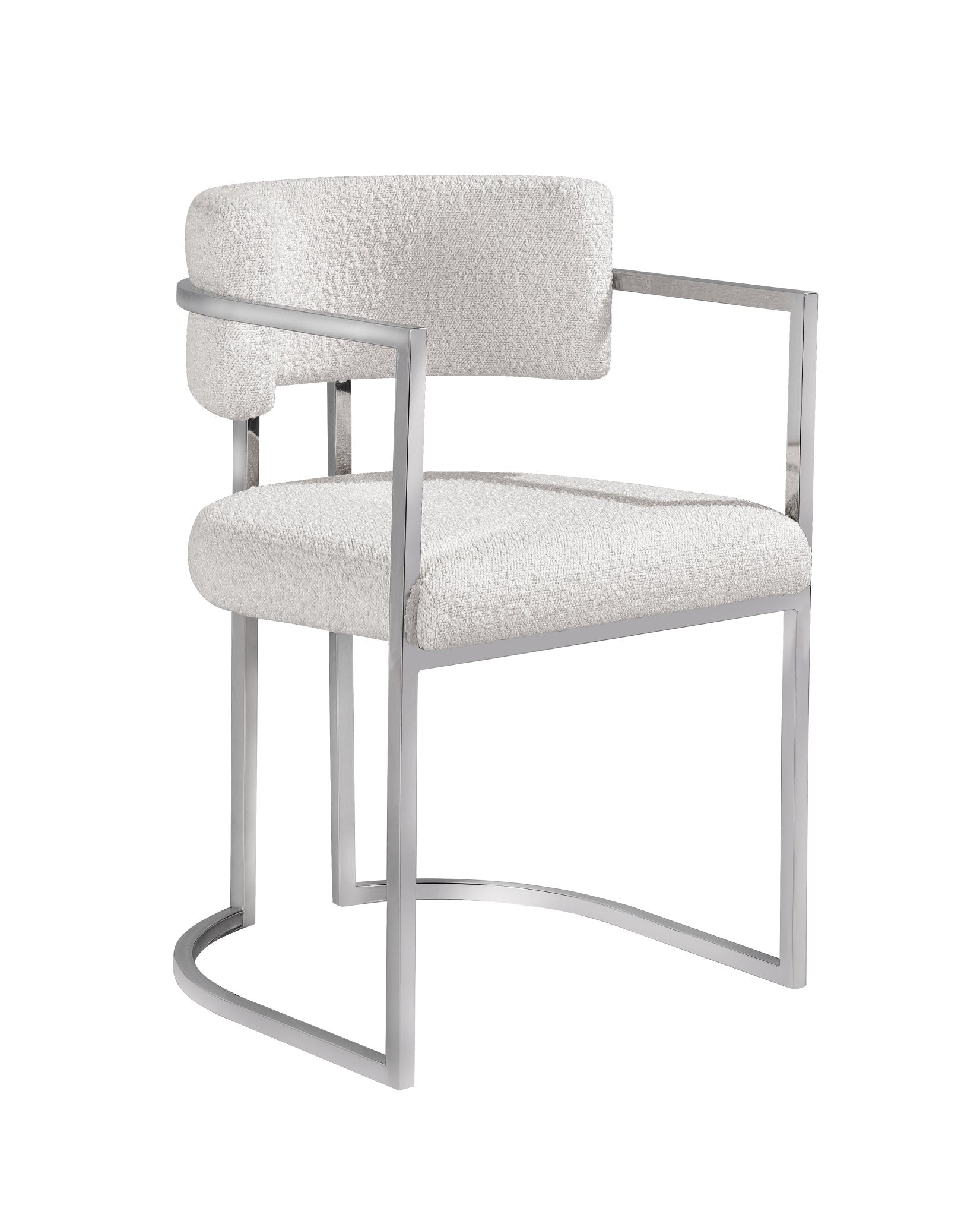 Alexa DC-603 Chair — White — Boucle — Silver Legs Dining Chairs| Al Rugaib Furniture