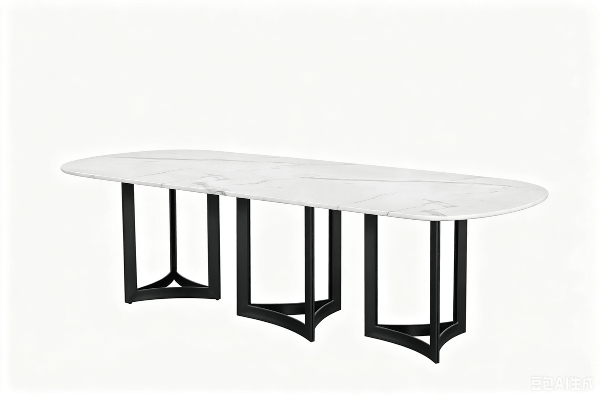 Alexa Dining Table Black Base and 295 Oval CM White Marble Dining Tables| Roots Furniture