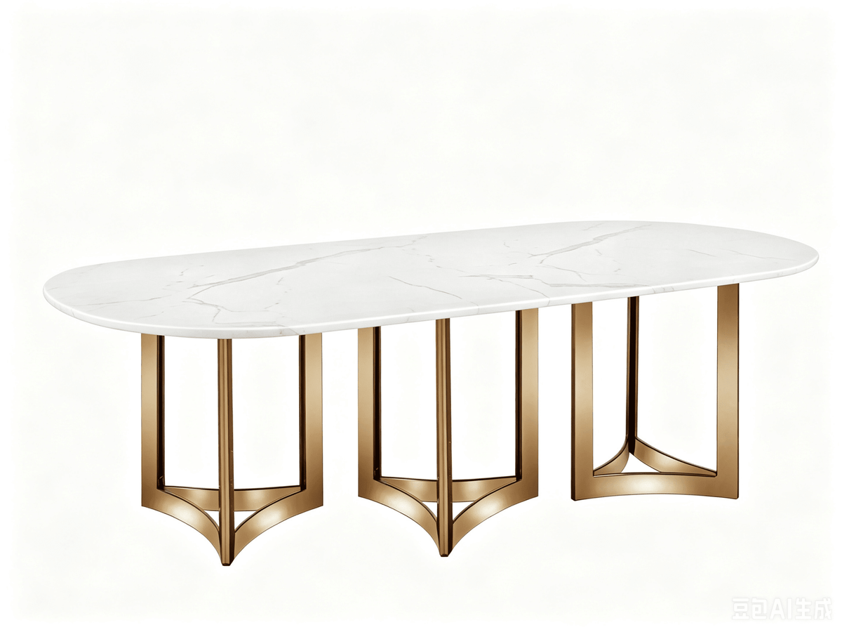 Alexa Dining Table Gold Base and 295 CM Oval White Marble Dining Tables| Roots Furniture