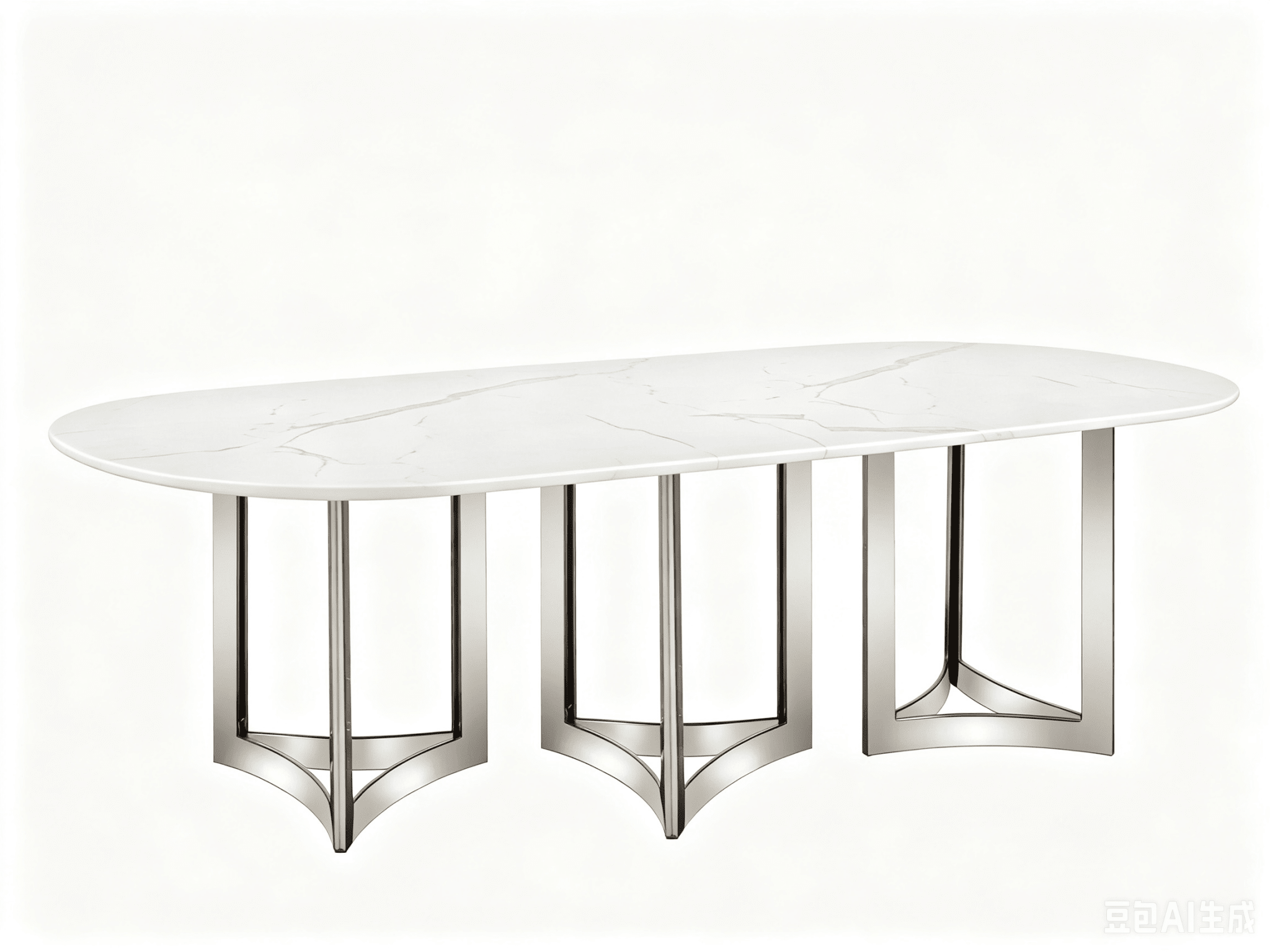 Alexa Dining Table Silver Base and 350 CM Oval White Marble Dining Tables| Roots Furniture