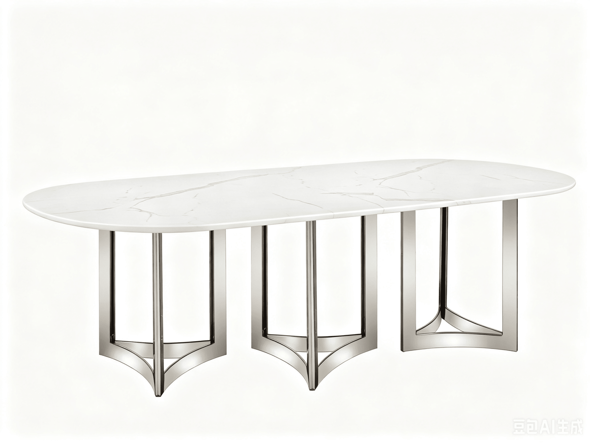 Alexa Dining Table Silver Base and 395 CM Oval White Marble Dining Tables| Roots Furniture