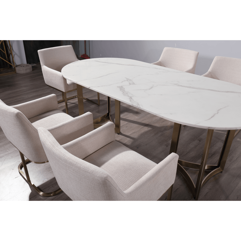 Alexa Oval Marble Dining Table - Al Rugaib Furniture