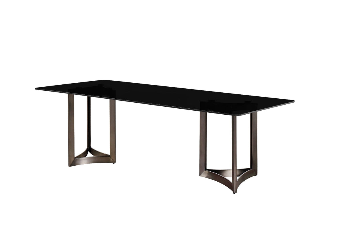 Alexa Dining Table Bronze Base and 200 CM Black Glass Dining Tables| Roots Furniture