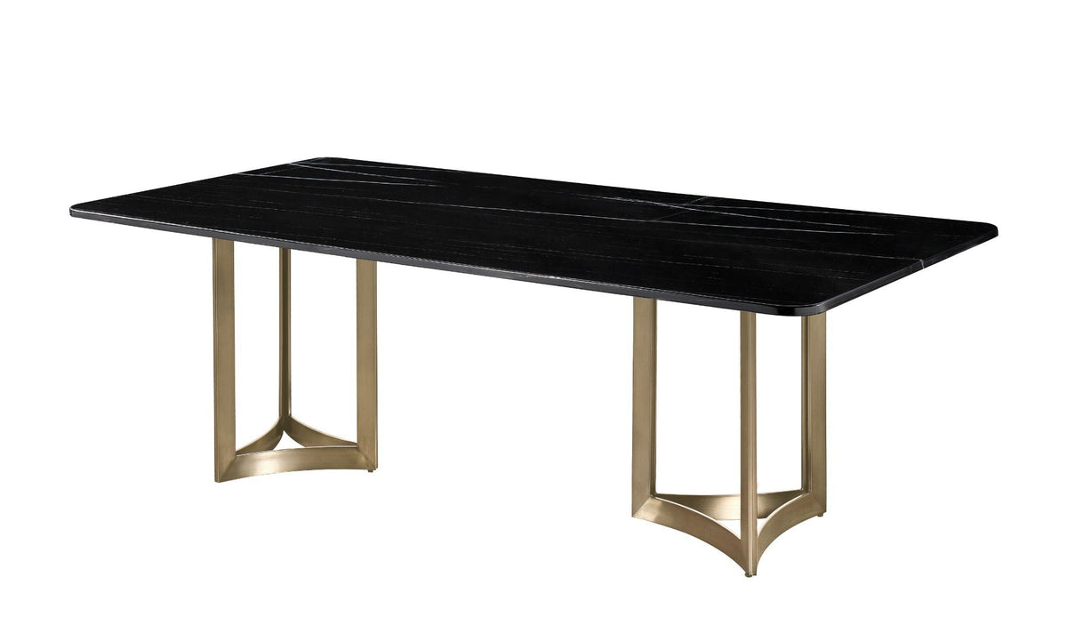 Alexa Dining Table Gold Base and 200 CM Black Marble Dining Tables| Roots Furniture