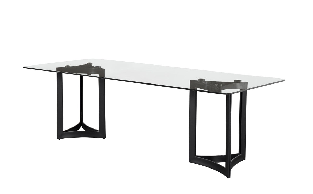 Alexa Dining Table Black Base and 200 CM Clear Glass Dining Tables| Roots Furniture