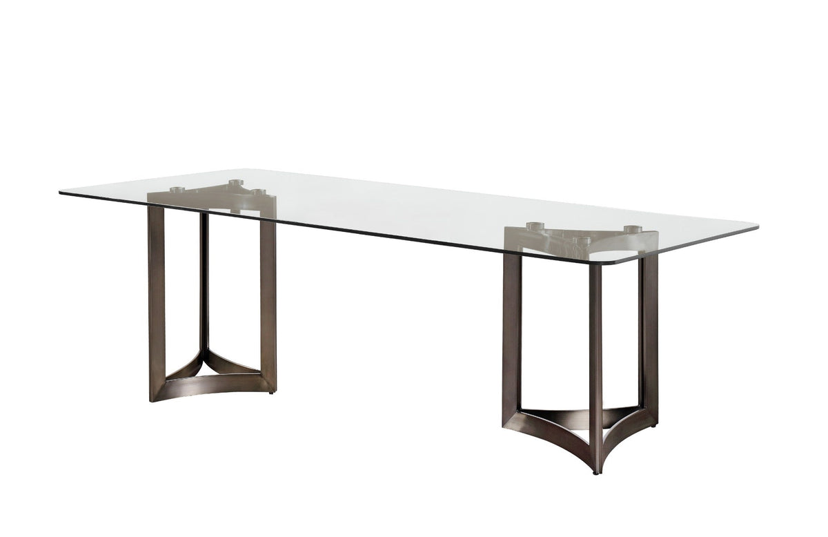 Alexa Dining Table Bronze Base and 200 CM Clear Glass Dining Tables| Roots Furniture