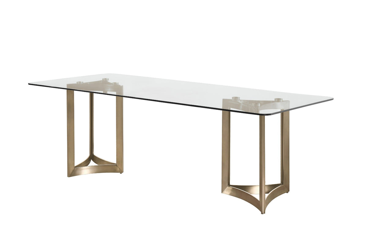 Alexa Dining Table Gold Base and 200 CM Clear Glass Dining Tables| Roots Furniture