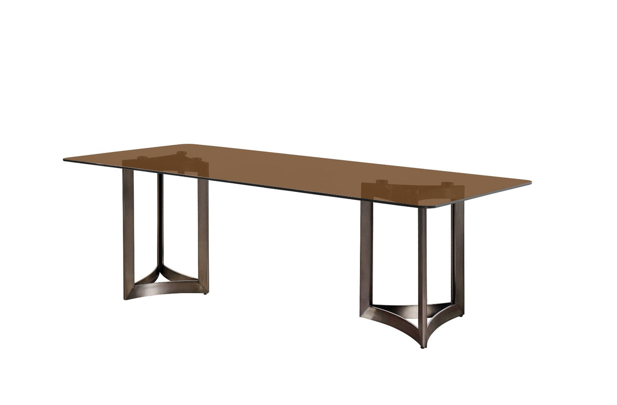 Alexa Dining Table Bronze Base and 200 CM Gold Glass Dining Tables| Roots Furniture