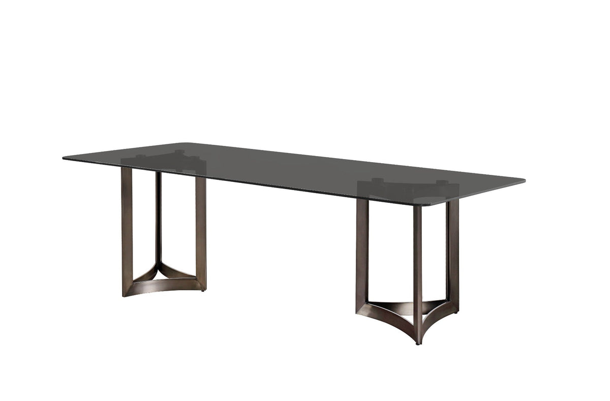 Alexa Dining Table Bronze Base and 200 CM Gray Glass Dining Tables| Roots Furniture