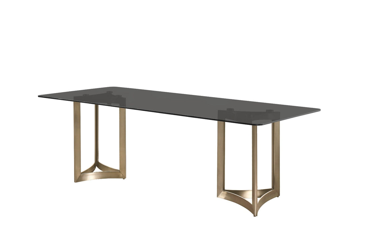 Alexa Dining Table Gold Base and 200 CM Gray Glass Dining Tables| Roots Furniture
