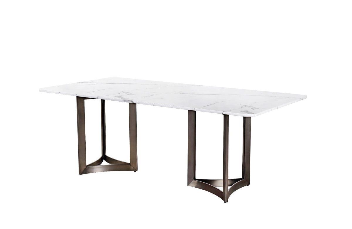 Alexa Dining Table Bronze Base and 200 CM White Marble Dining Tables| Roots Furniture