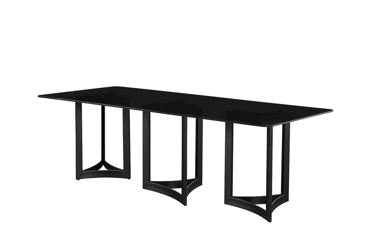 Alexa Dining Table Black Base and 240 CM Black Glass Dining Tables| Roots Furniture
