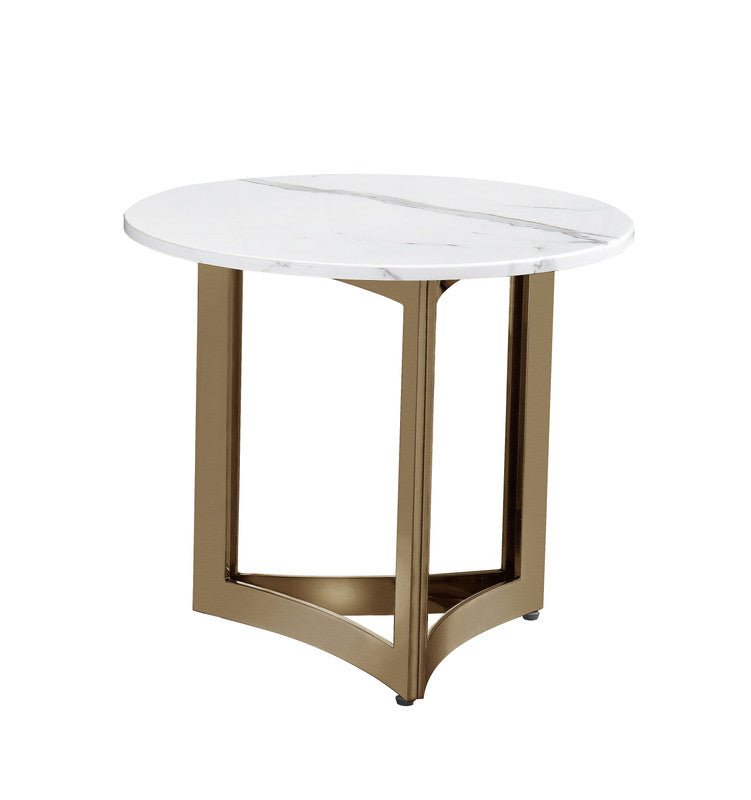 Alexa Side Table Marble With Sliver Base - Al Rugaib Furniture