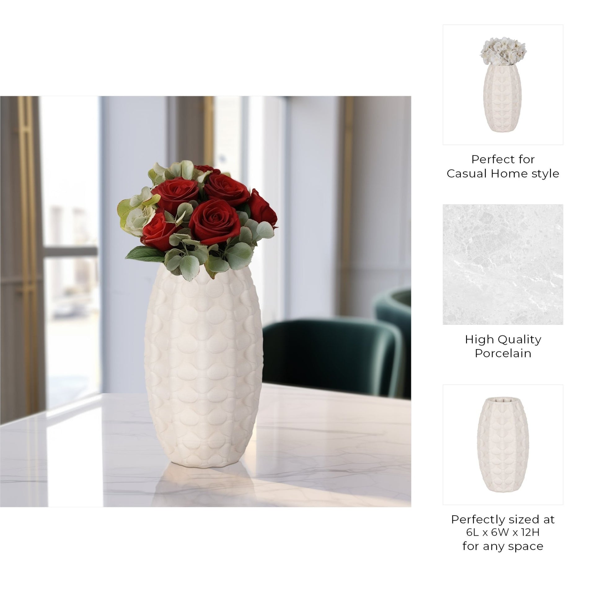 ALEXANDER 3D PRINTED VASE, IVORY/BEIGE Vases and Jars| Sagebrook Home