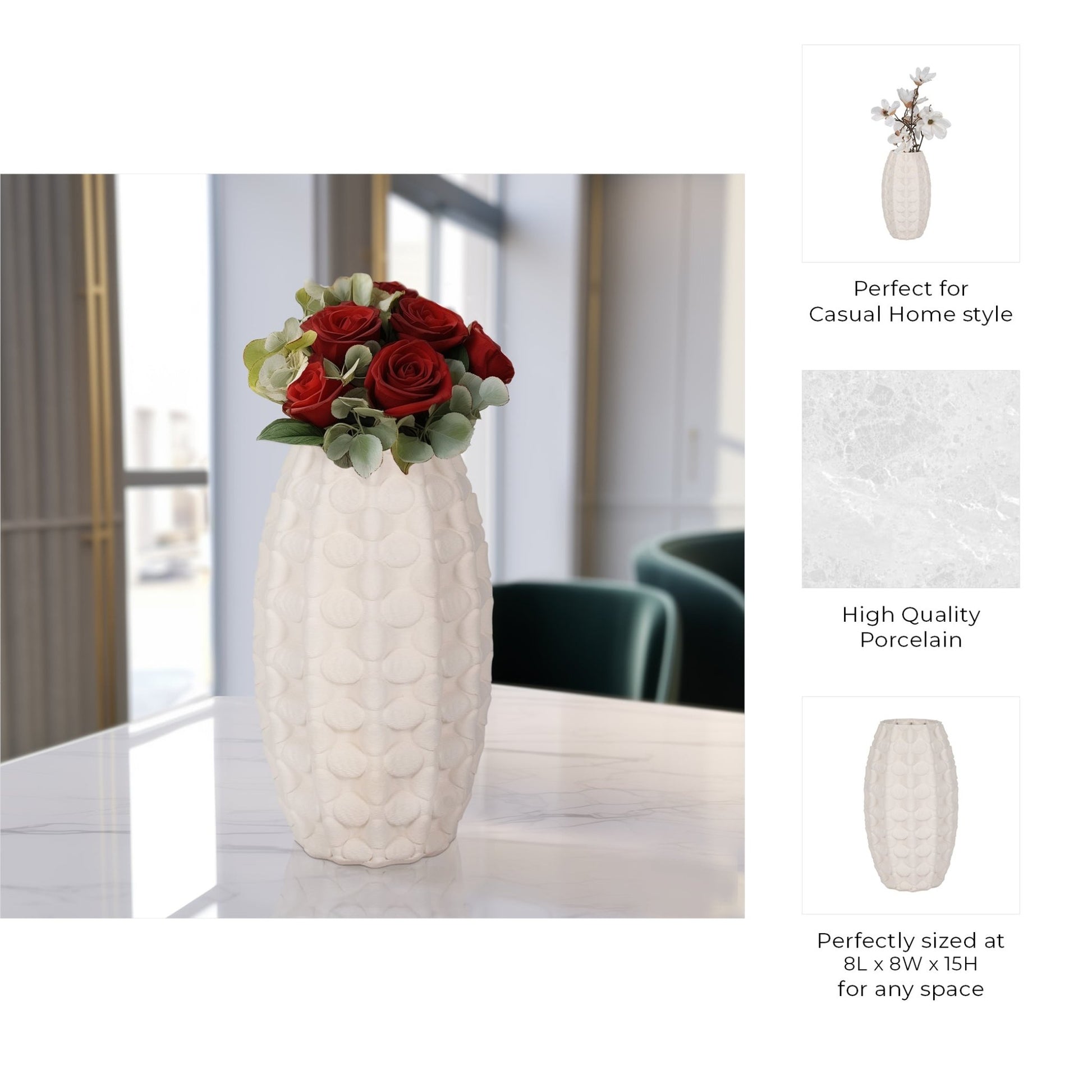 ALEXANDER 3D PRINTED VASE, IVORY/BEIGE Vases and Jars| Sagebrook Home