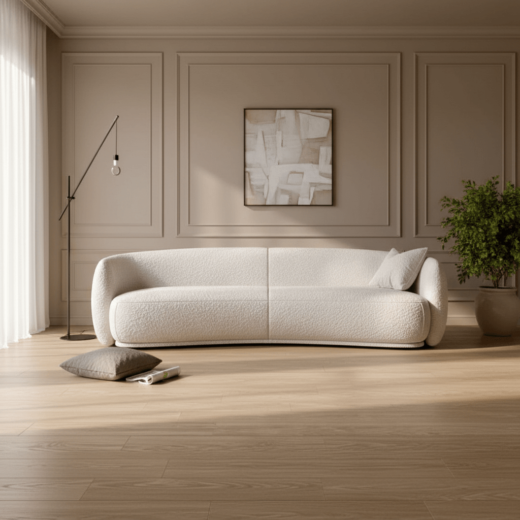 Alhome beige Boucle 3 Seater Sofa - 110110872 Sofas & Loveseats| Alhome