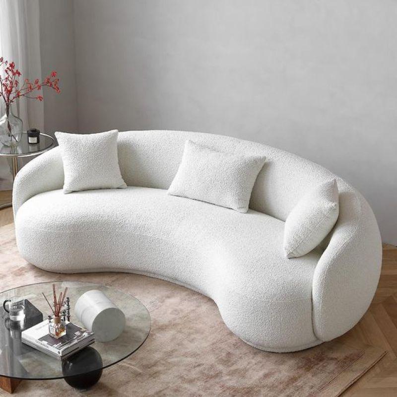 Alhome beige Boucle 3 Seater Sofa - 110110897 Sofas & Loveseats| Alhome