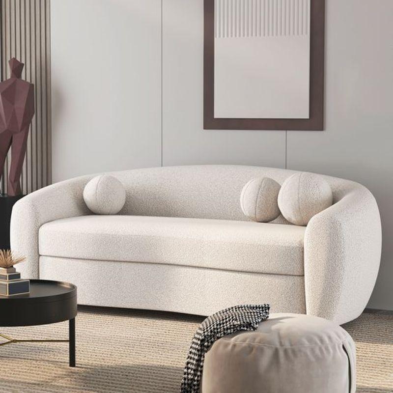 Alhome beige Boucle 3 Seater Sofa - 110110907 Sofas & Loveseats| Alhome
