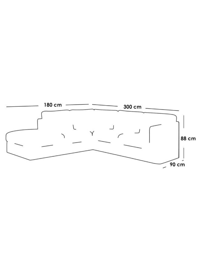 Alhome Corner sofa, size 300x180x90x88 cm - beige - AL - 225 - Al Rugaib Furniture