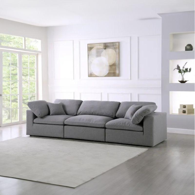 Alhome Gray velvet 3 Seater Sofa - 110110965 Sofas & Loveseats| Alhome